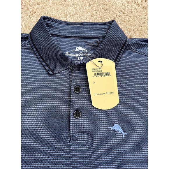 Tommy Bahama Men's Coastline Pinstripe Small‎  Polo Shirt MSRP $110.00 NWT - Picture 2 of 9